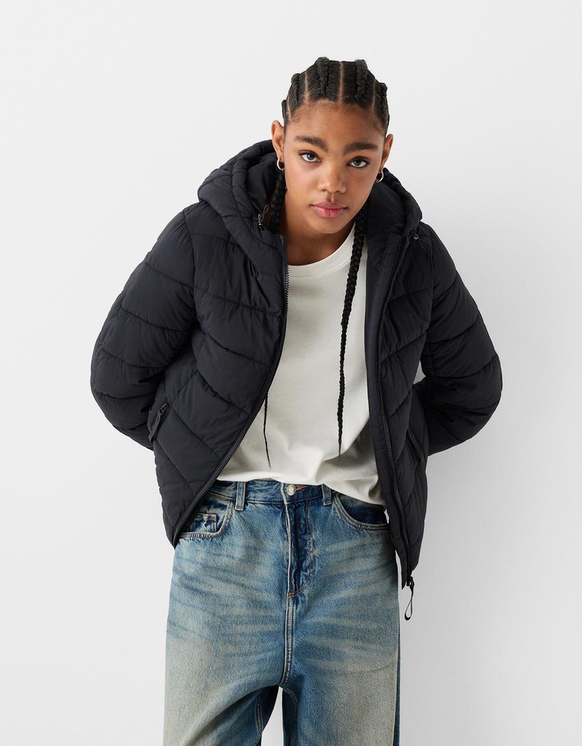 Canguro Acolchada Cazadoras Canguro Bershka Chaqueta Cuero