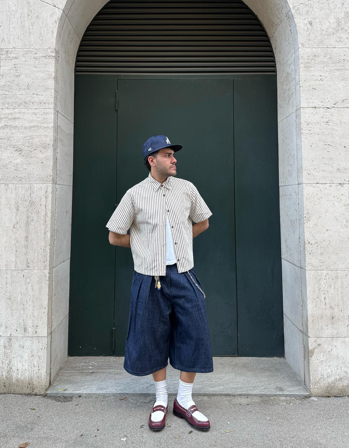 Textured boxy fit short sleeve shirt
