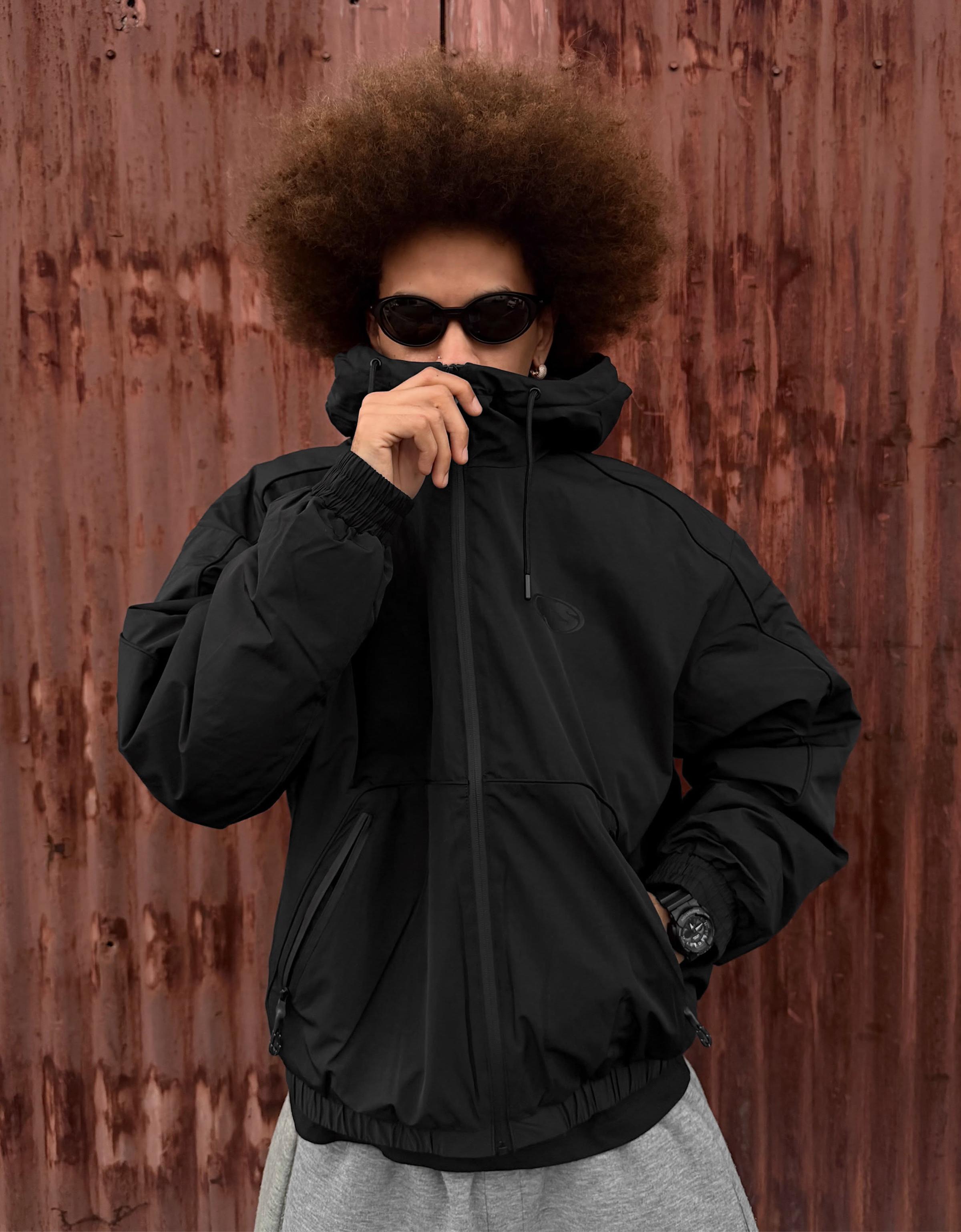 Technical hooded jacket — Black