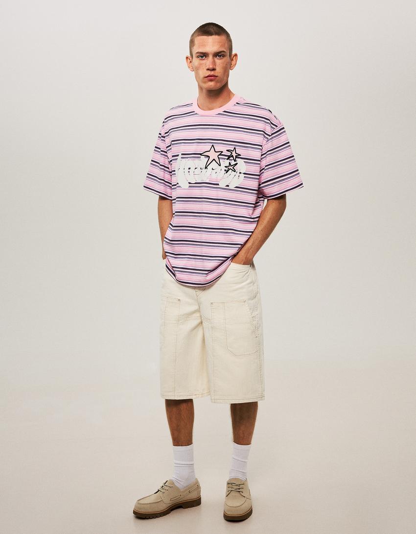 Short sleeve T-shirt with print-Pink-3