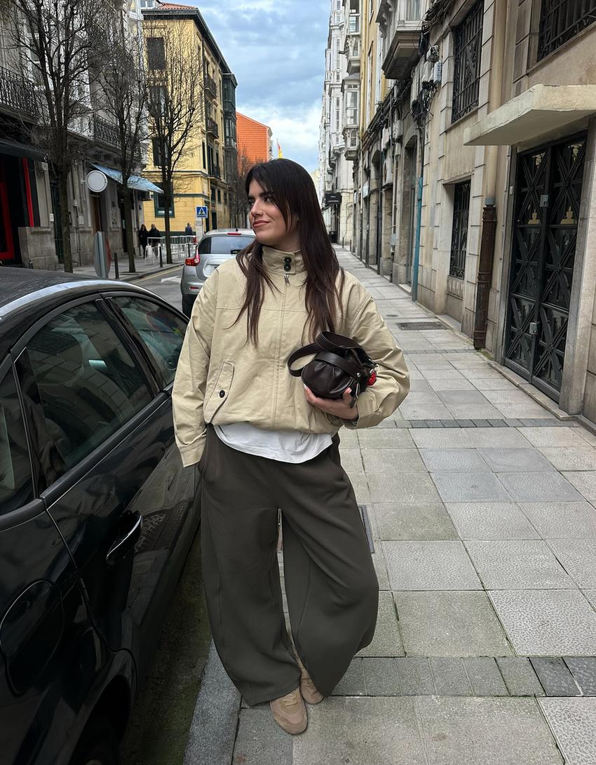 Plush barrel trousers-Khaki-0