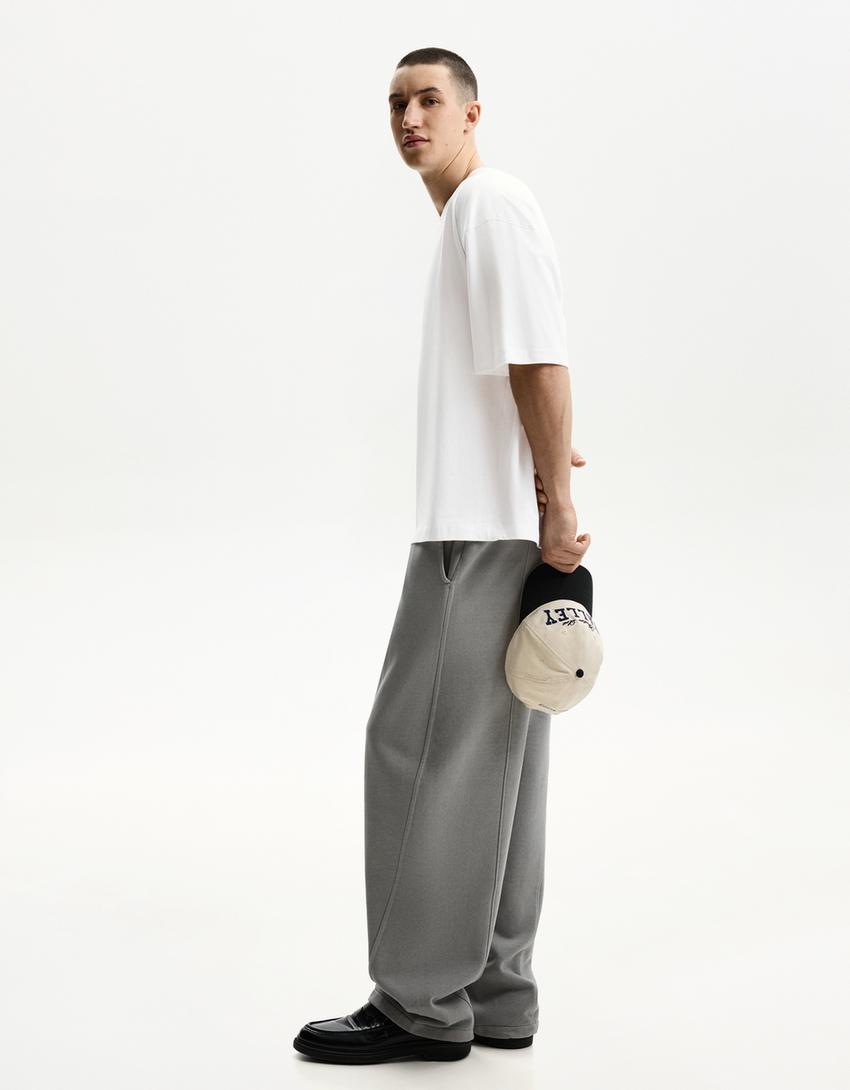 Koszulka oversize z krótkim rękawem-Biały