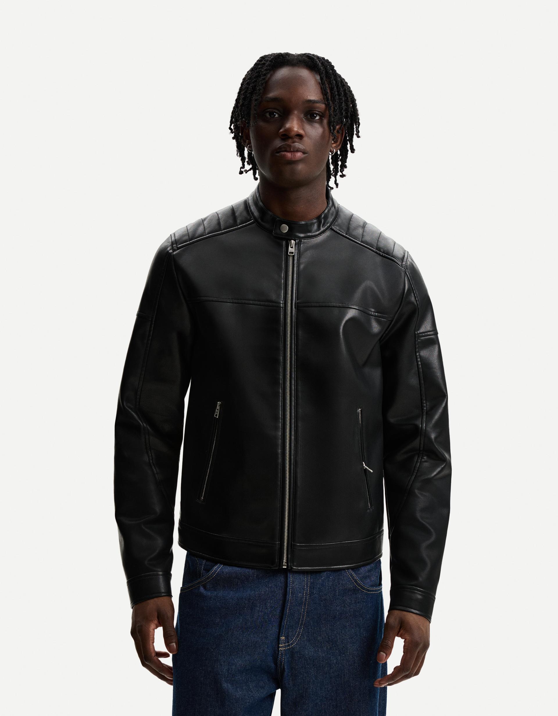 Cuero Chaquetas Rebajas Bershka Cazadora Biker Efecto Piel