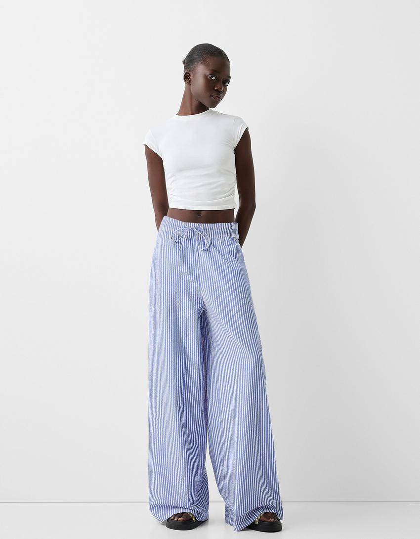 Wide Leg Jeans Rayas Bershka Pantalon Jogger Pantalon Banda Lateral Zara Pantalón Wide Leg