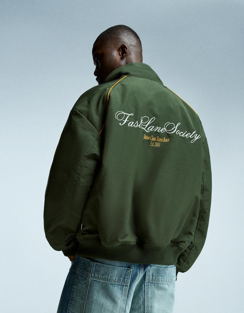 Embroidered technical jacket-Khaki-1