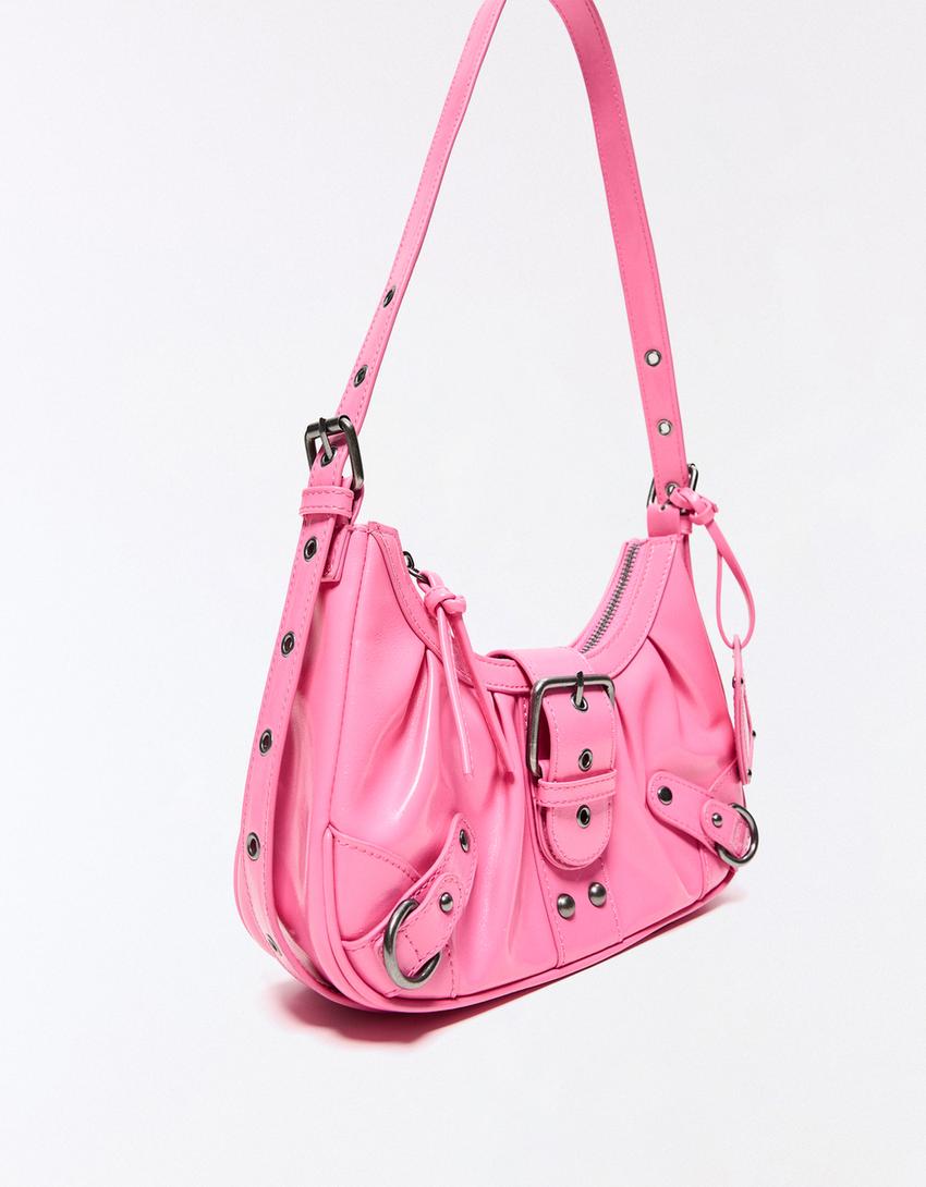 Shoulder bag with buckle-Pink