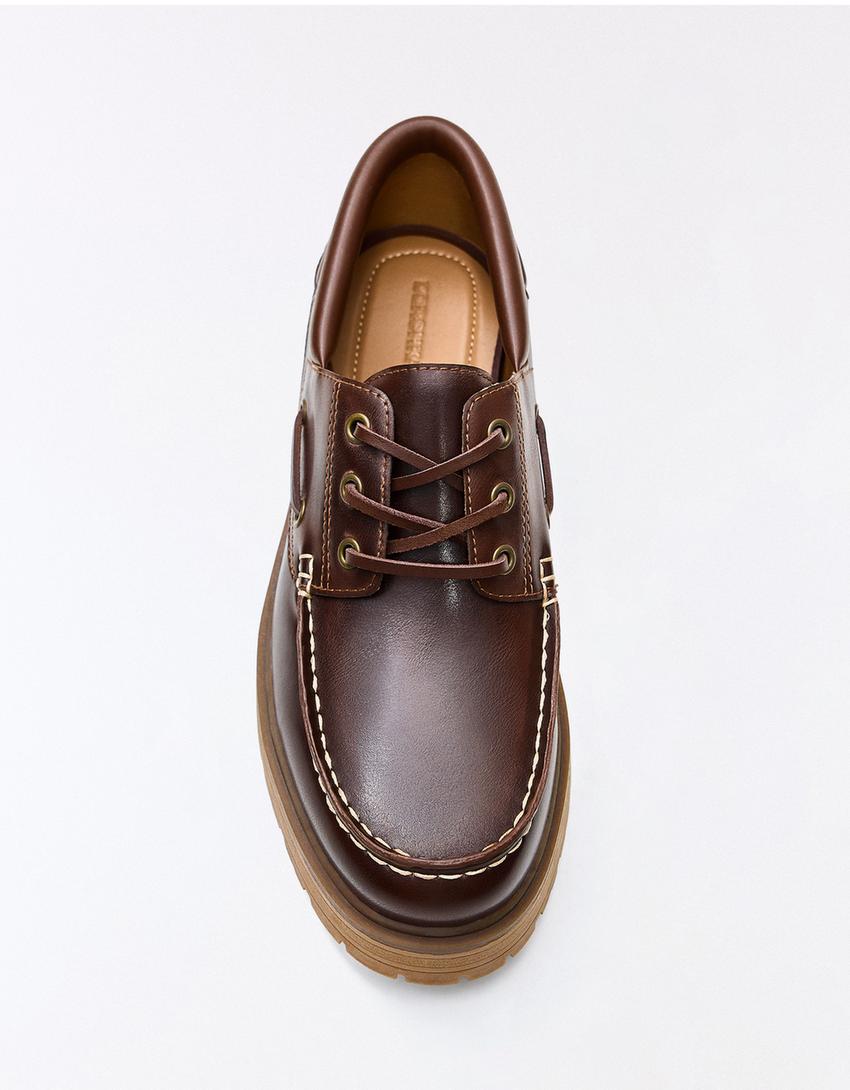 Chaussures bateau semelle épaisse-Marron