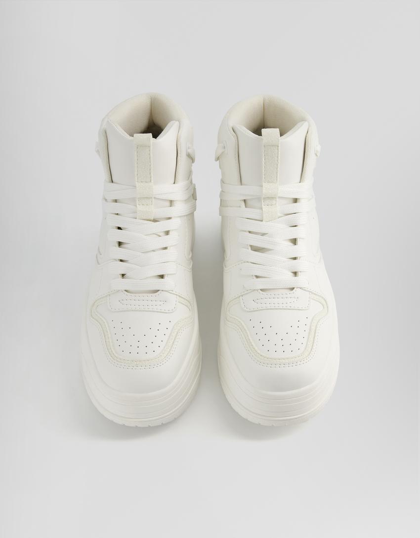 Sneakers montantes à lacets-Blanc-3