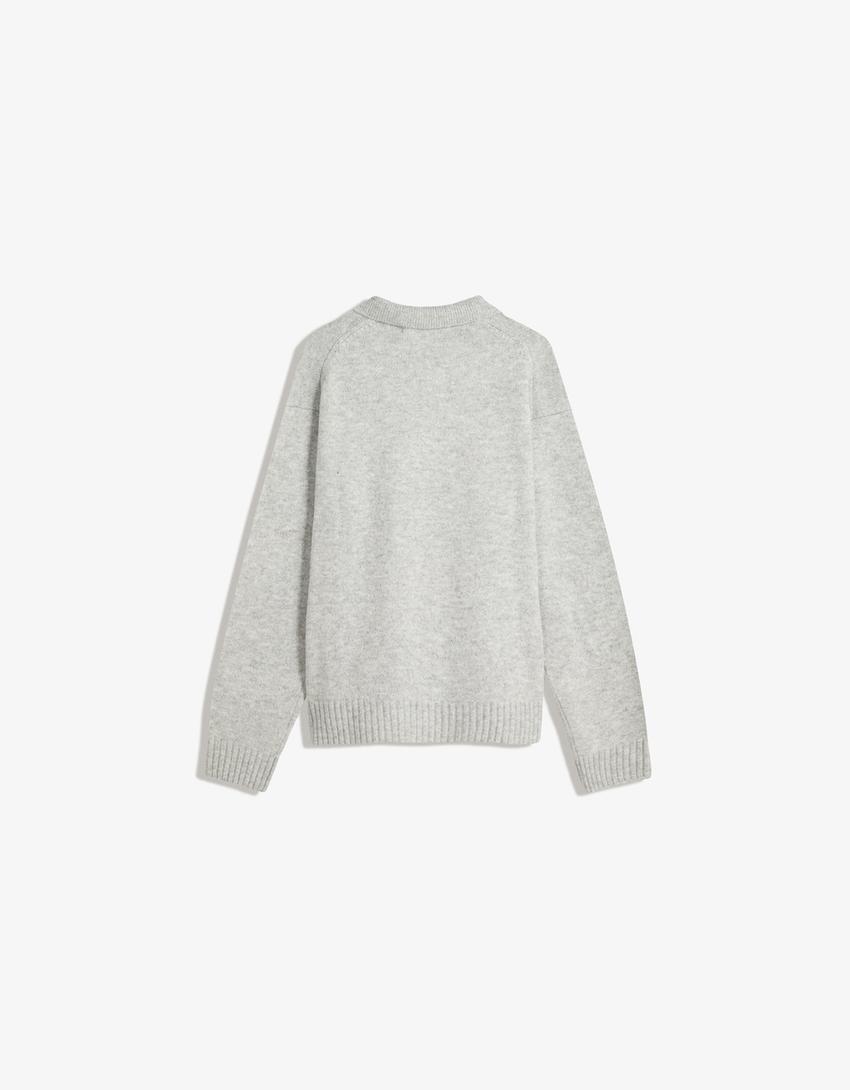 Pull col polo-Gris-5