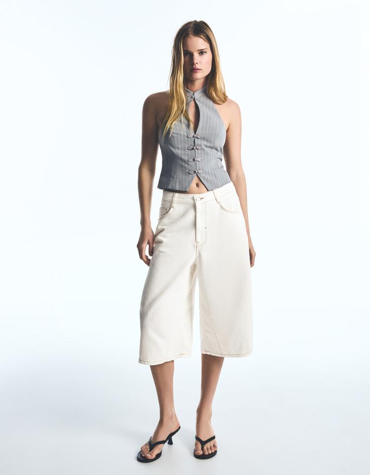 Halter waistcoat with clasps — Grey