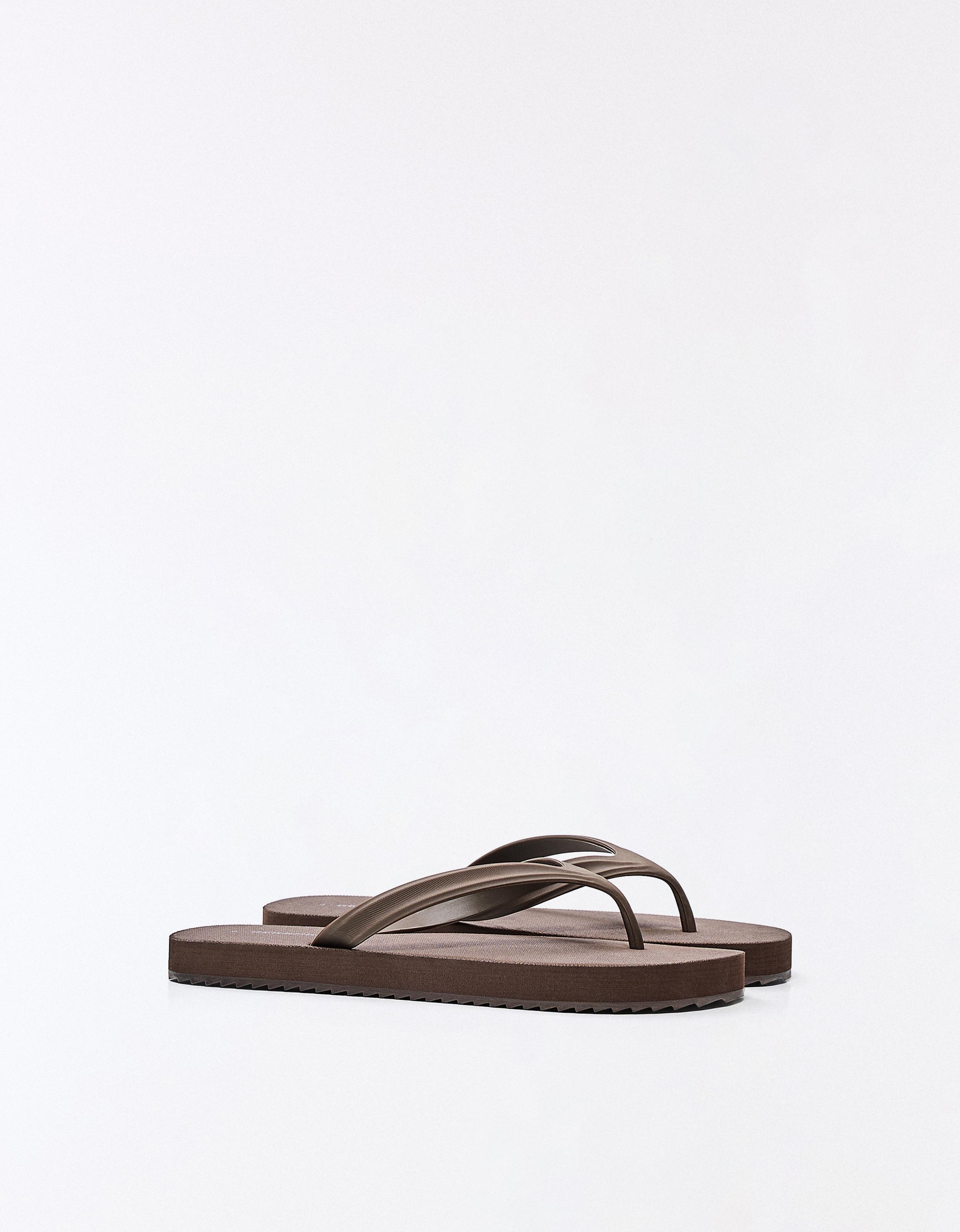 BASIC THONG SANDALS — Brown