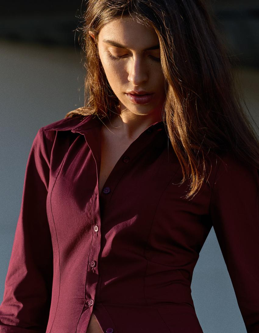 Fitted shirt with flared sleeves - Women | Bershka