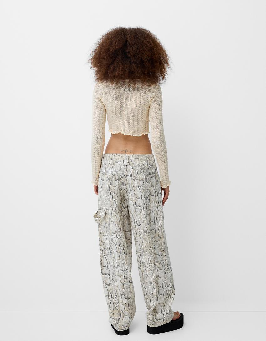 Rustic metallic thread cardigan - Women | Bershka
