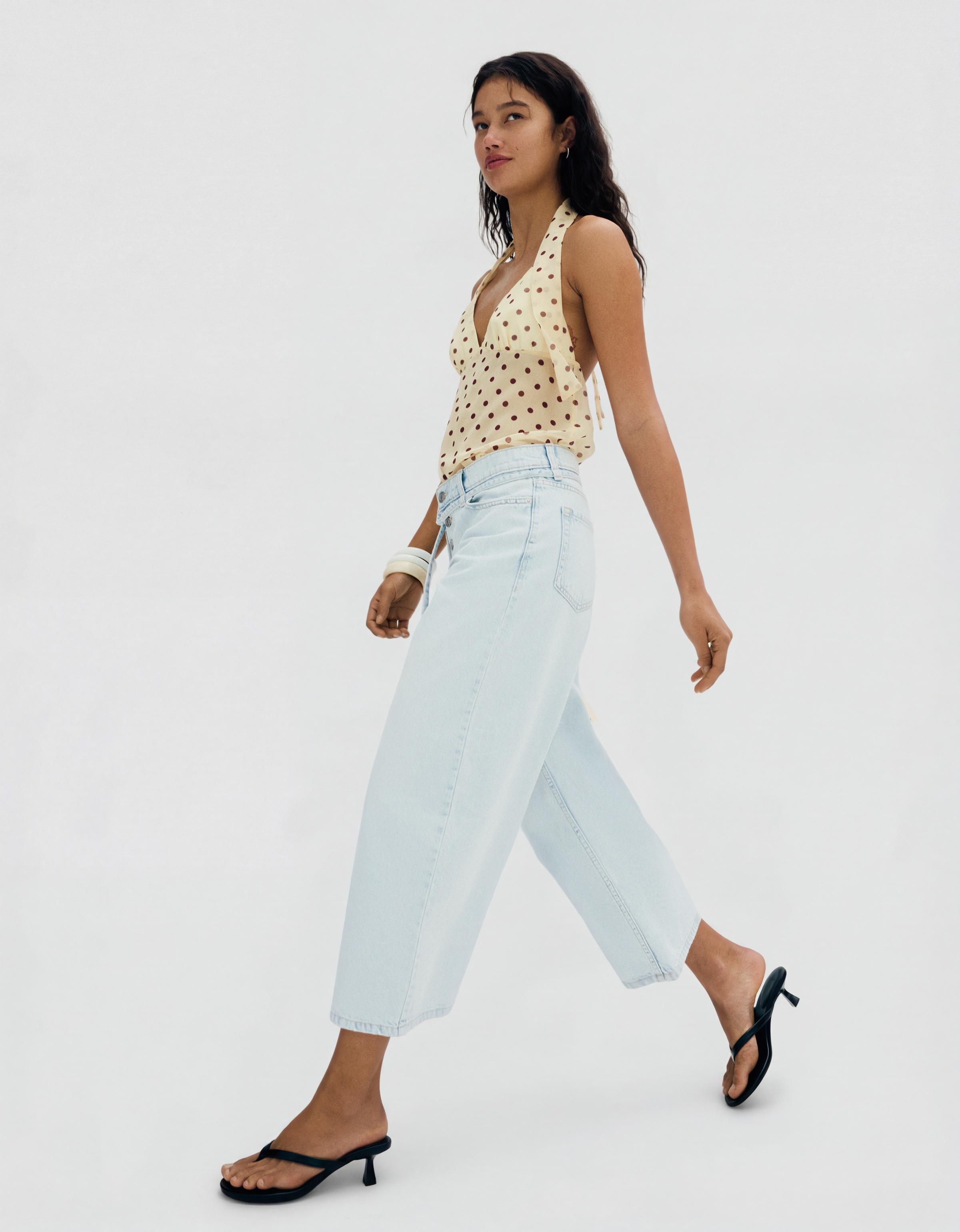 Yüksek bel geniş paça jean - Görsel 23