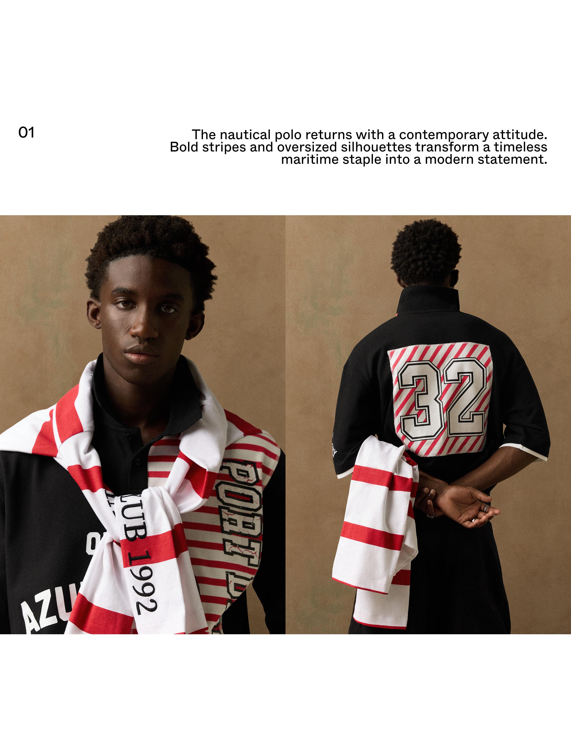 Short sleeve print polo shirt — Black