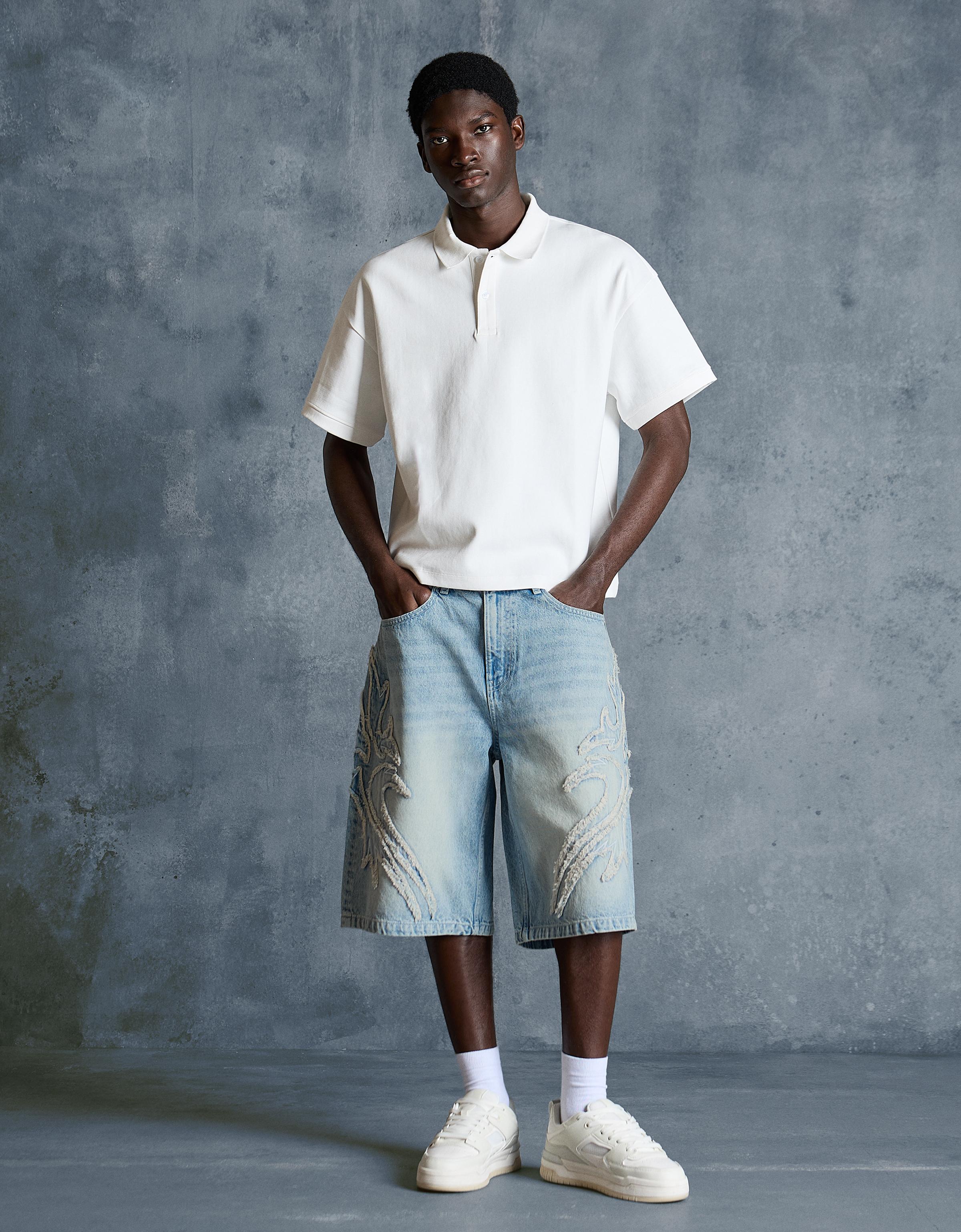 Yamalı baggy fit bermuda