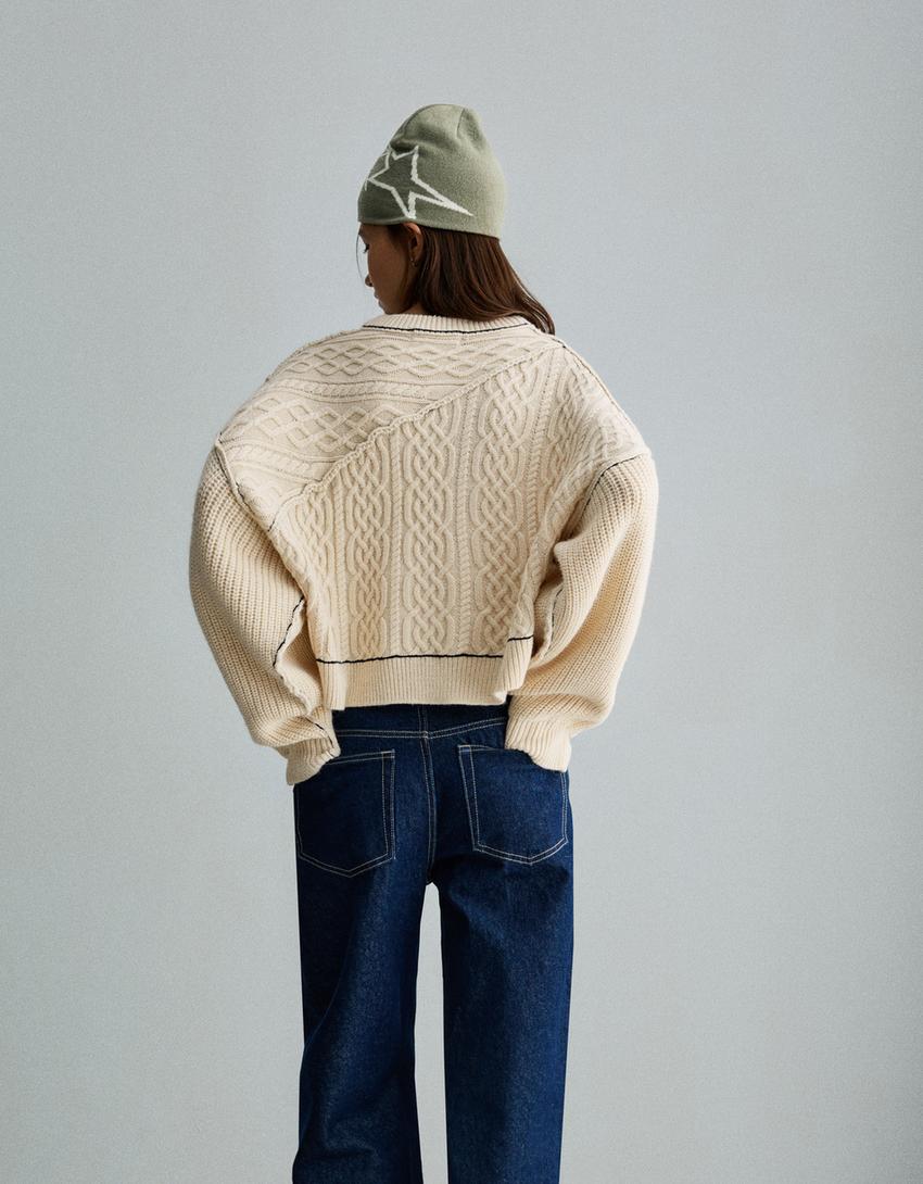 Camisola tricotada-Cru