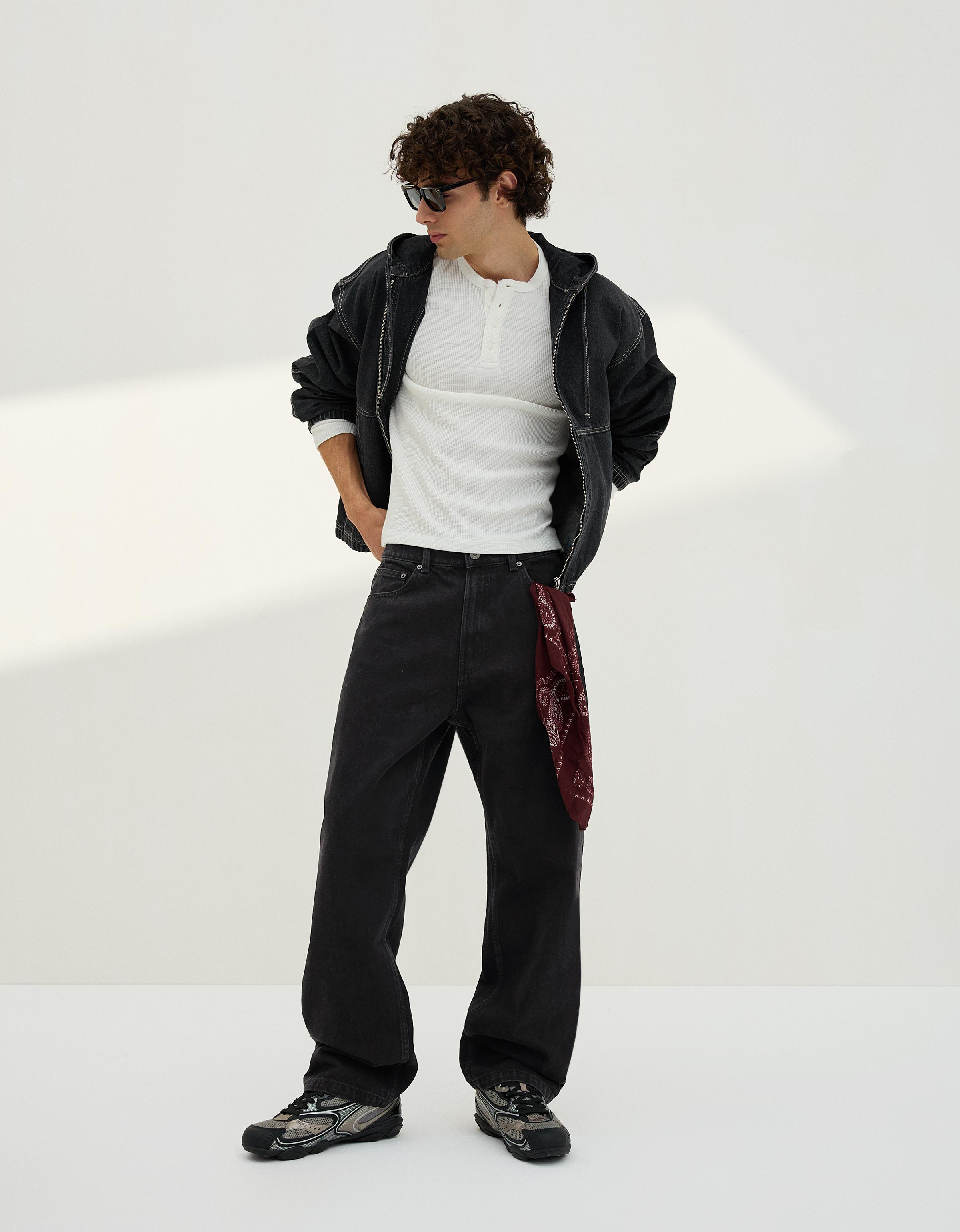 Bershka Baggy Jeans Herren 42 Schwarz