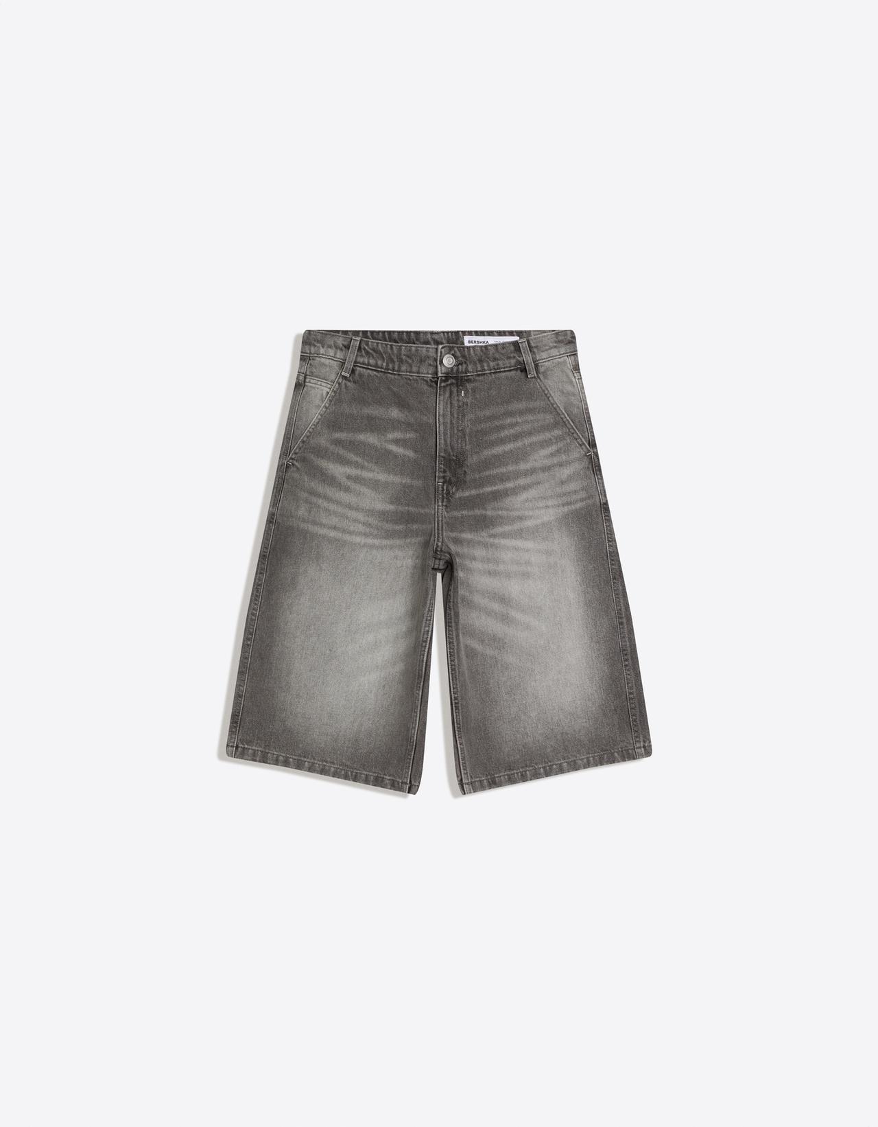 Skater denim Bermuda shorts — Grey