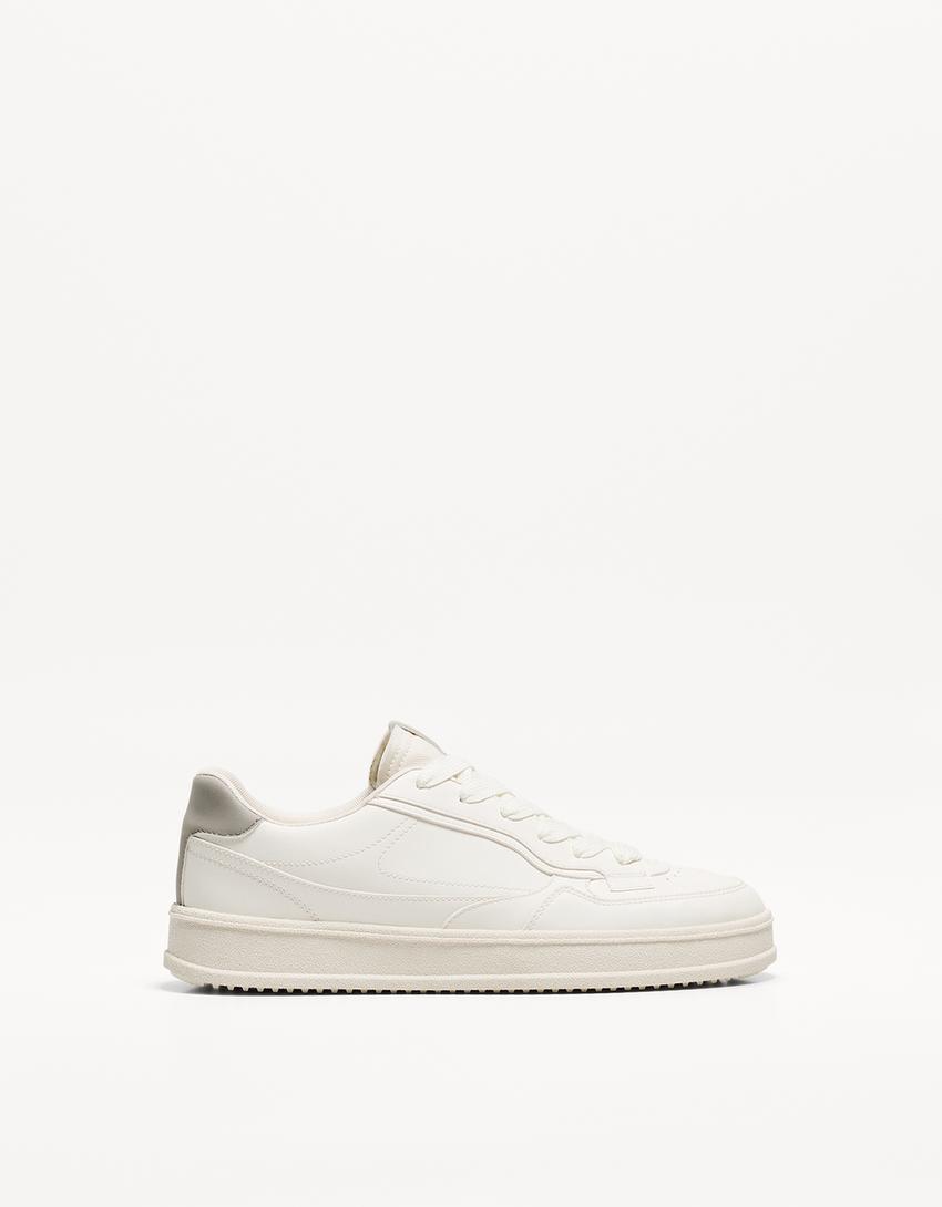 Minimalist lace-up trainers-WHITE-0