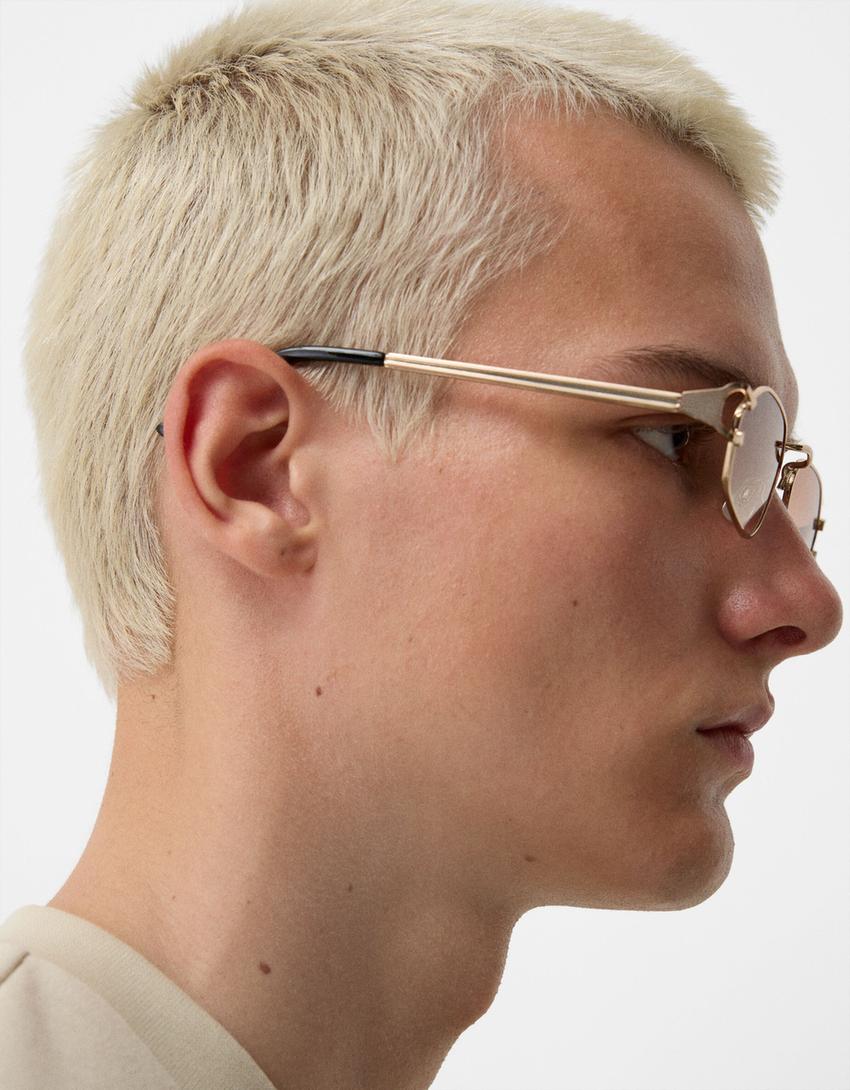 Lunettes de soleil en métal-Marron-3