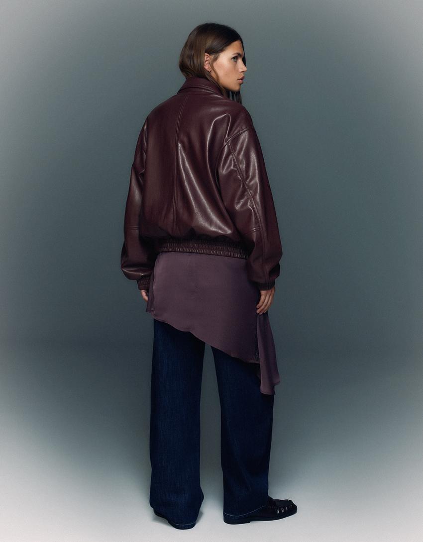 Veste en similicuir-Grenat