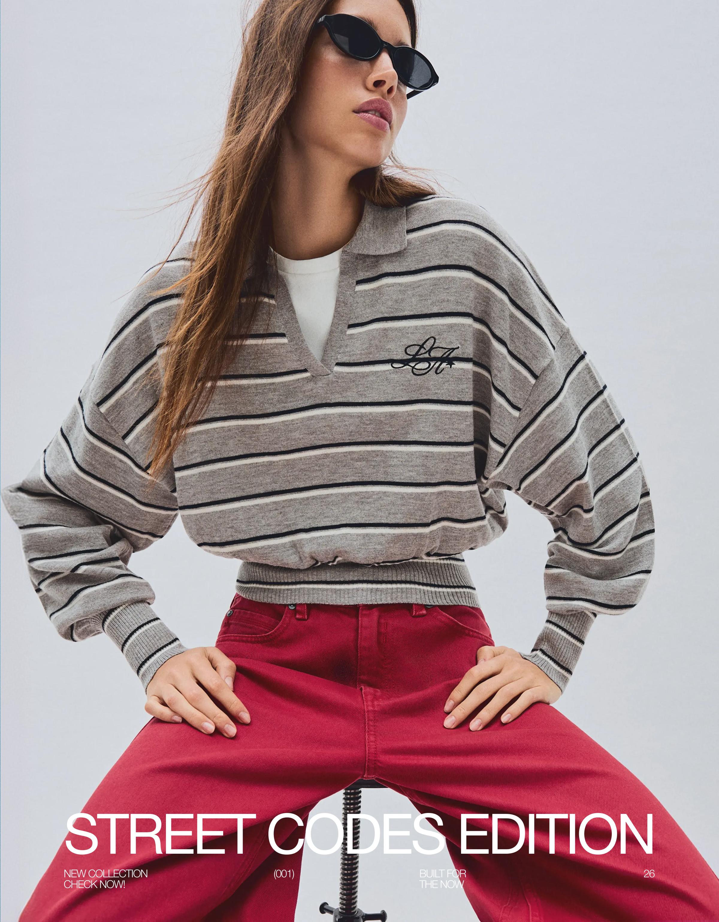 Ribbed polo collar jumper — Grey