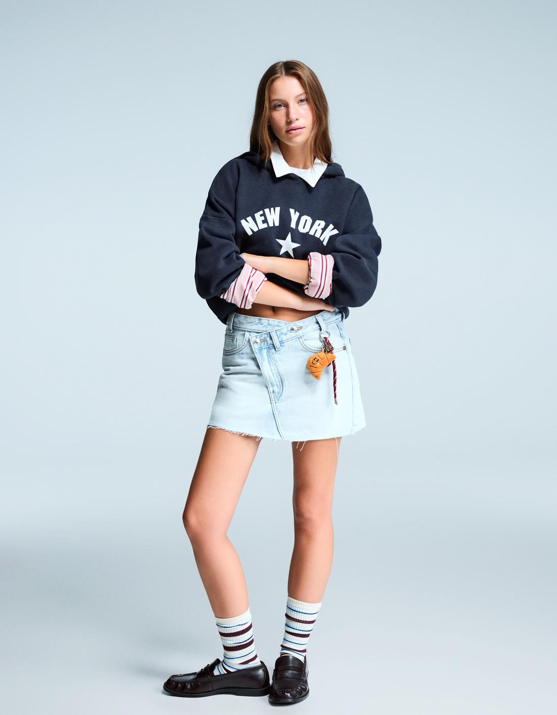 Denim mini skort