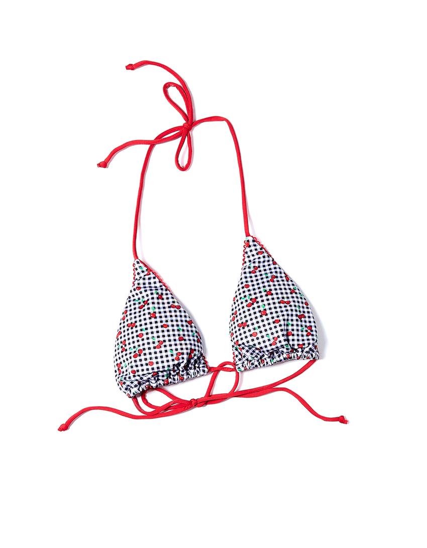 Haut de bikini vichy cerises-Noir