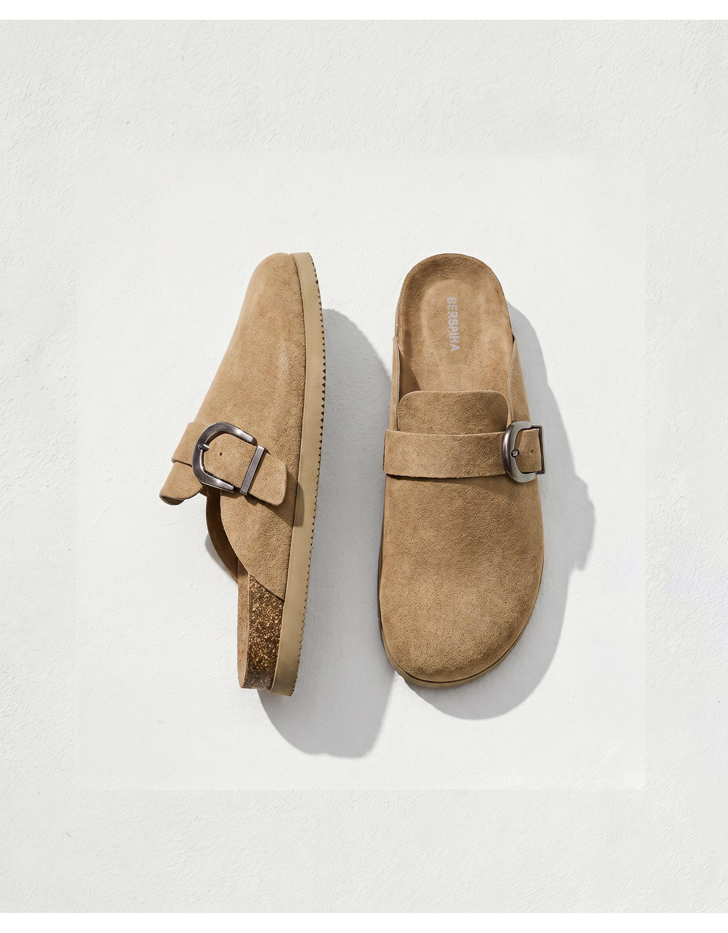 Clogs with buckle detail — TAUPE