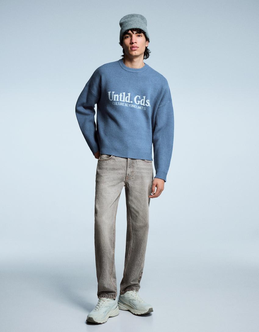 Jeans straight-Cinzento-escuro