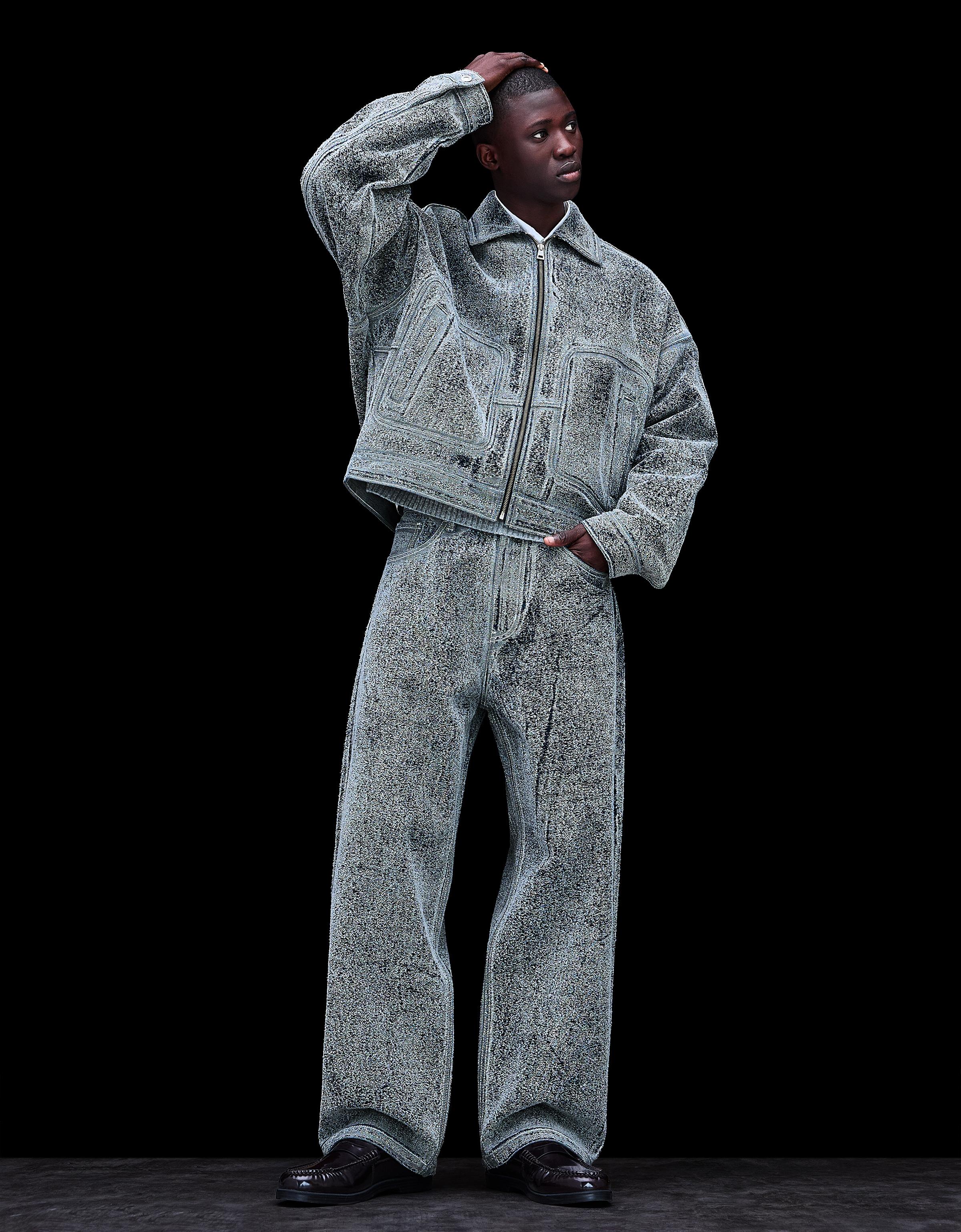 Bershka Strukturierte Baggy Jeans Herren 34 Ausgewaschenes Blau