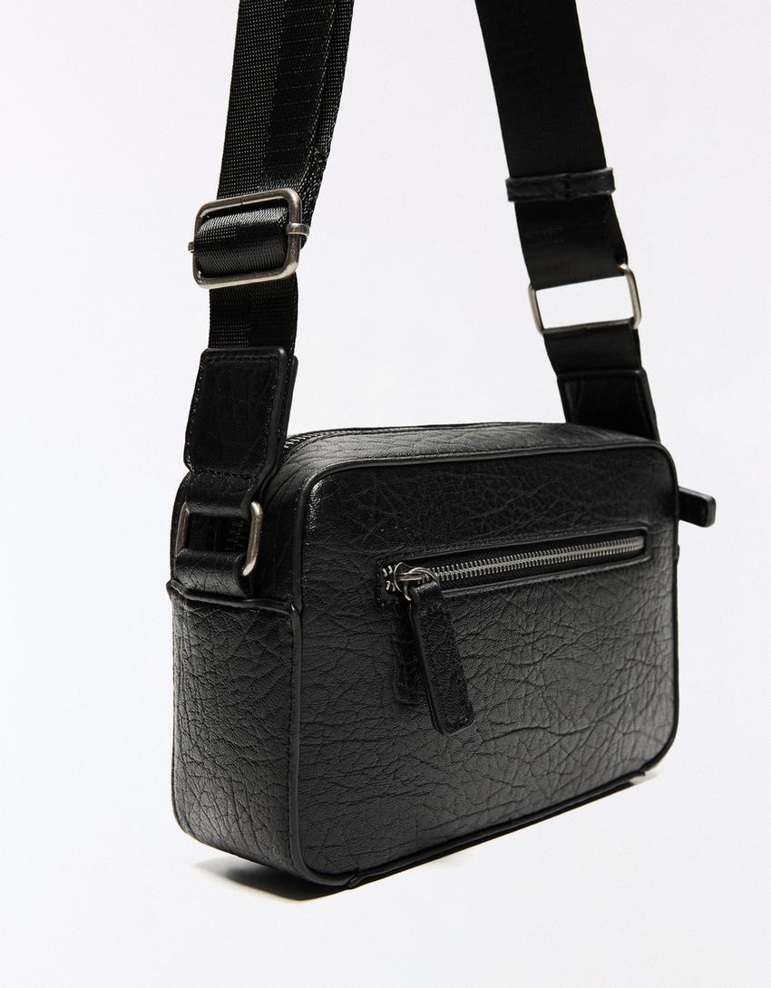 Embossed star crossbody bag-Black