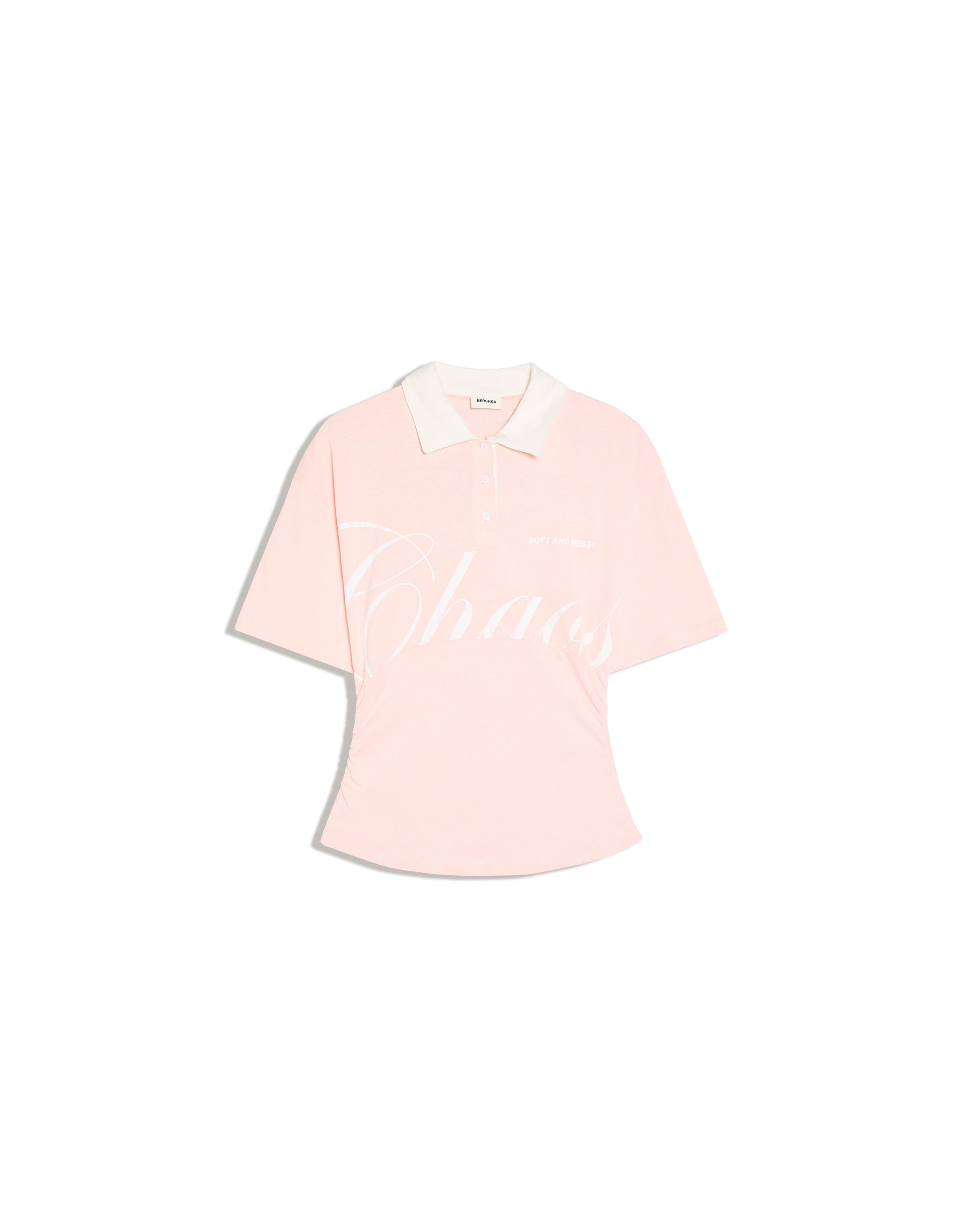 Short sleeve sash print polo shirt — Pink