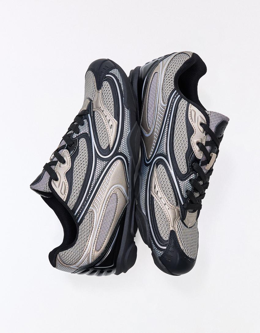 Fine sole sports shoe-BLACK