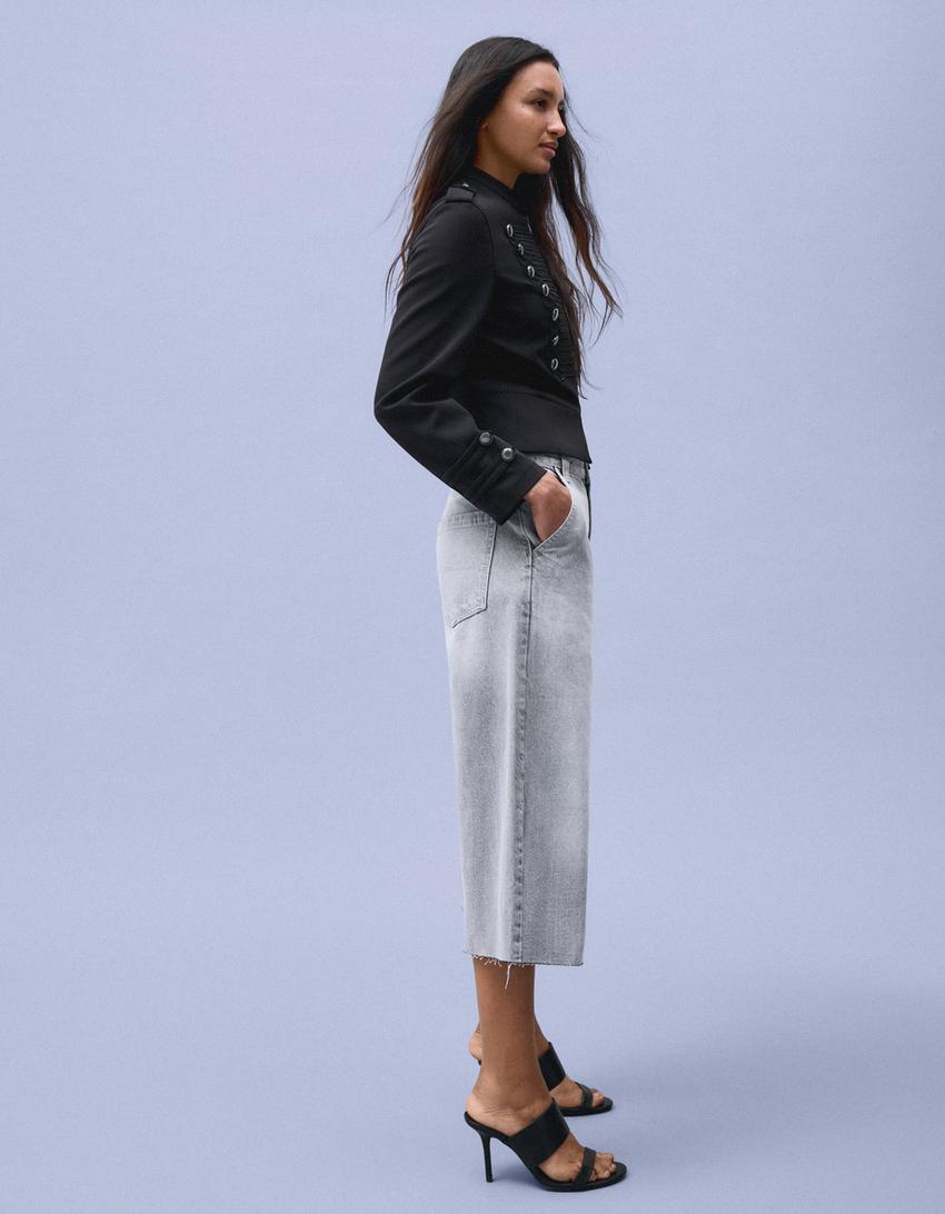 Bermuda jort denim skater-Gris