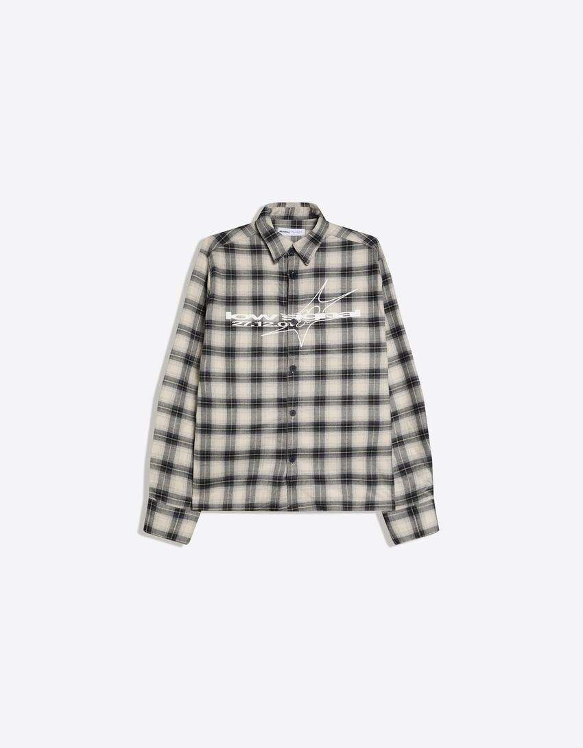 Check print shirt-Dark grey