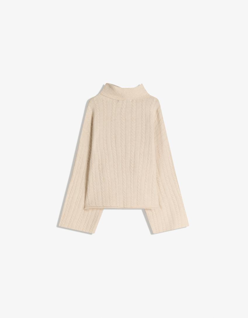 Jersey cuello alto trenzado-Arena