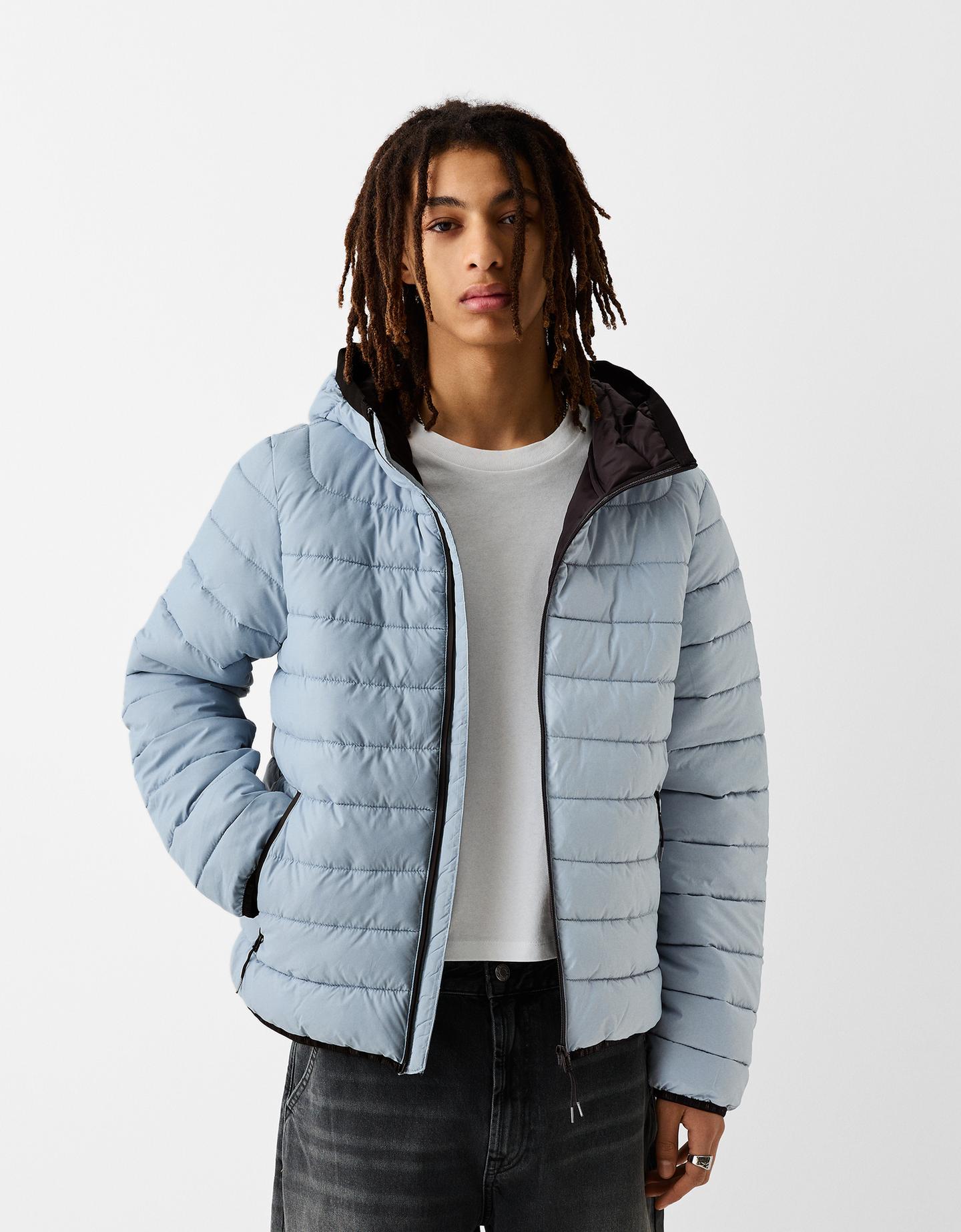 Bershka Cazadora Acolchada Ligera Hombre S Azul Claro