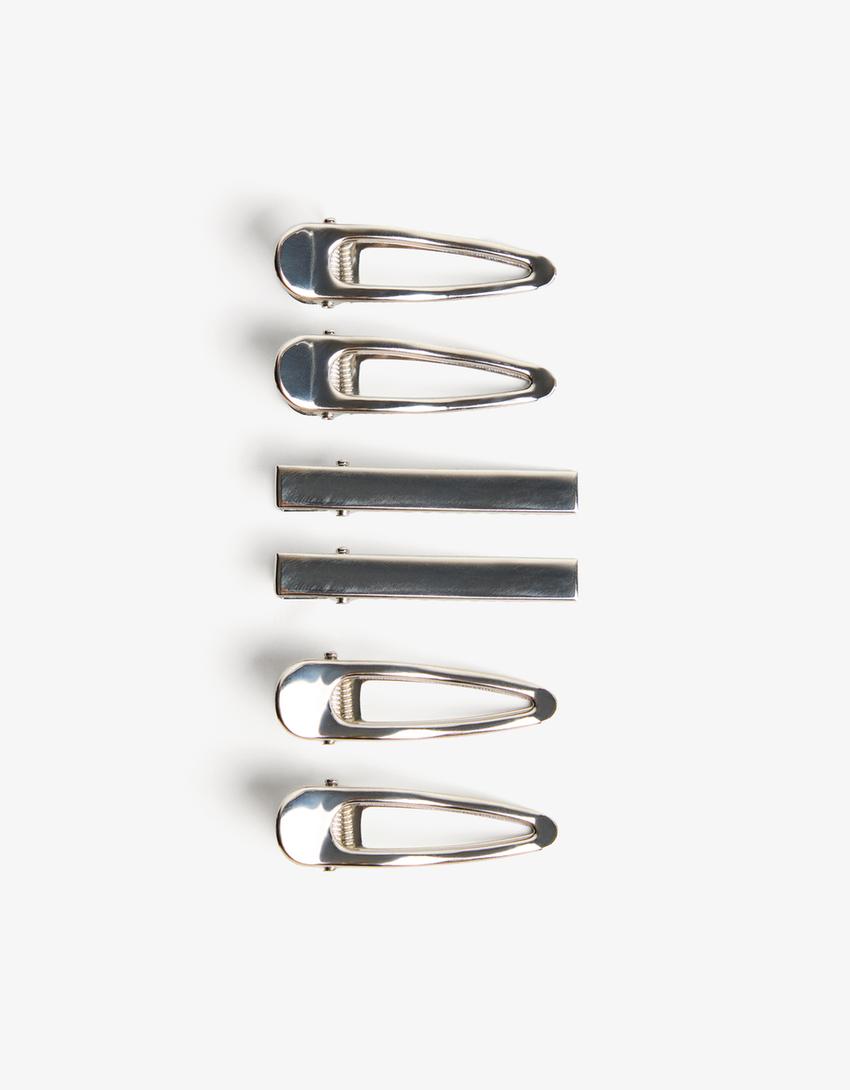6-Pack haarclips-Zilver