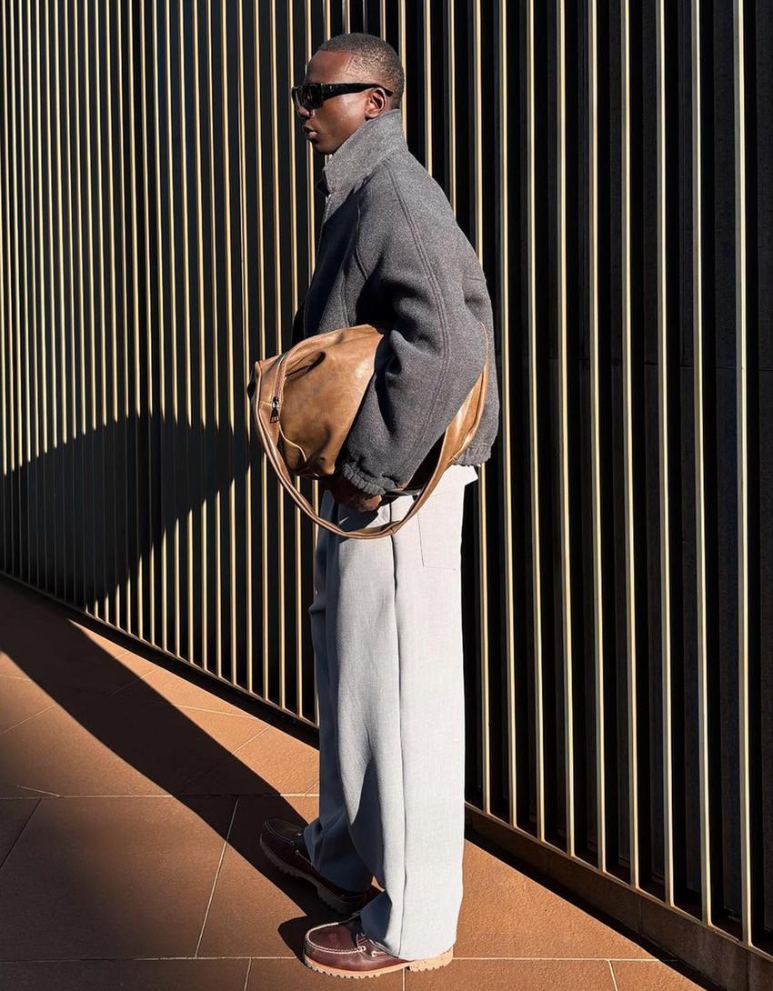 Pantalon super baggy fit tailoring-Gris