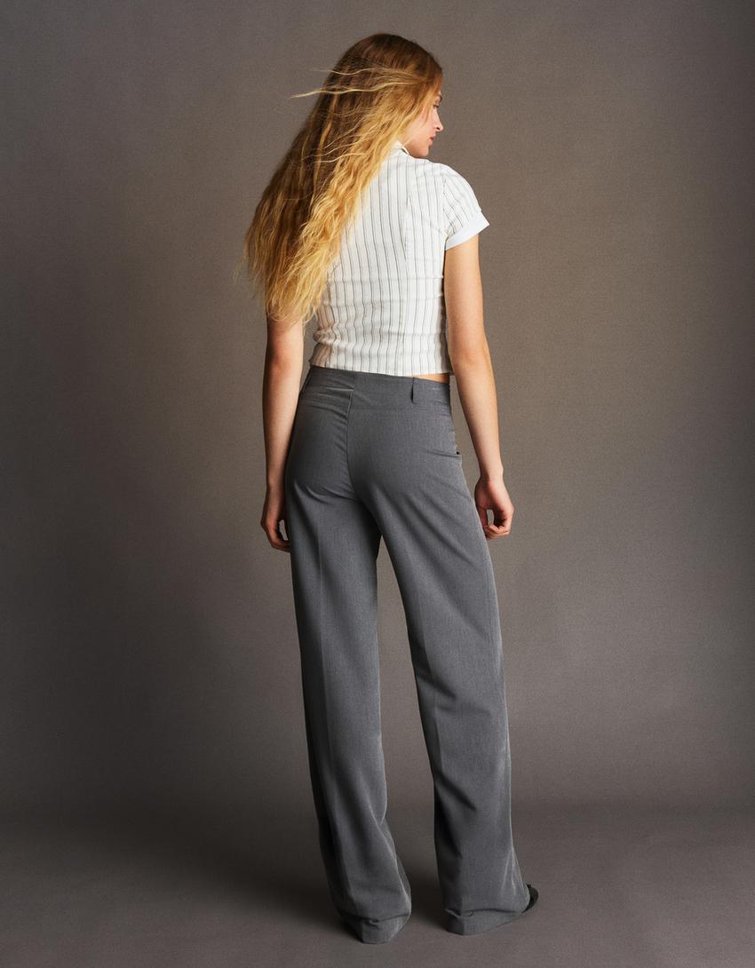 Geniş paça pantolon-Gri