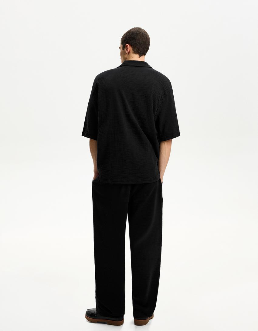 Wide-leg trousers-Black