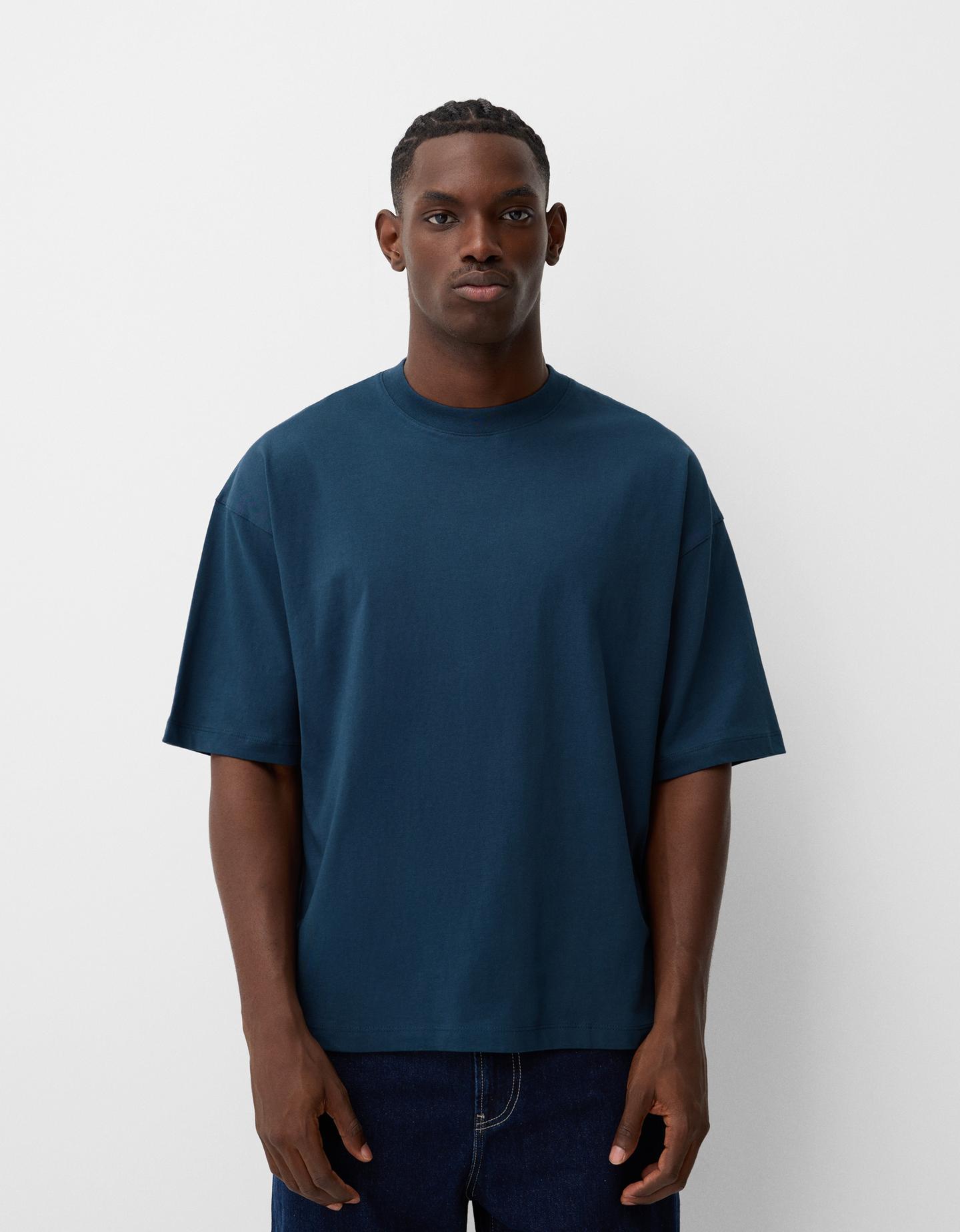 Bershka Kurzärmeliges Oversize-Shirt Herren Xs Blau