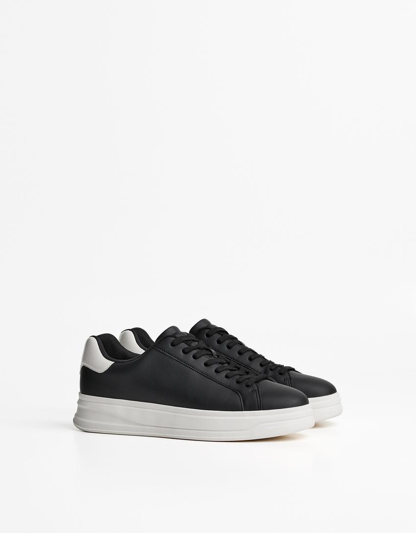 Minimalist lace-up trainers-BLACK