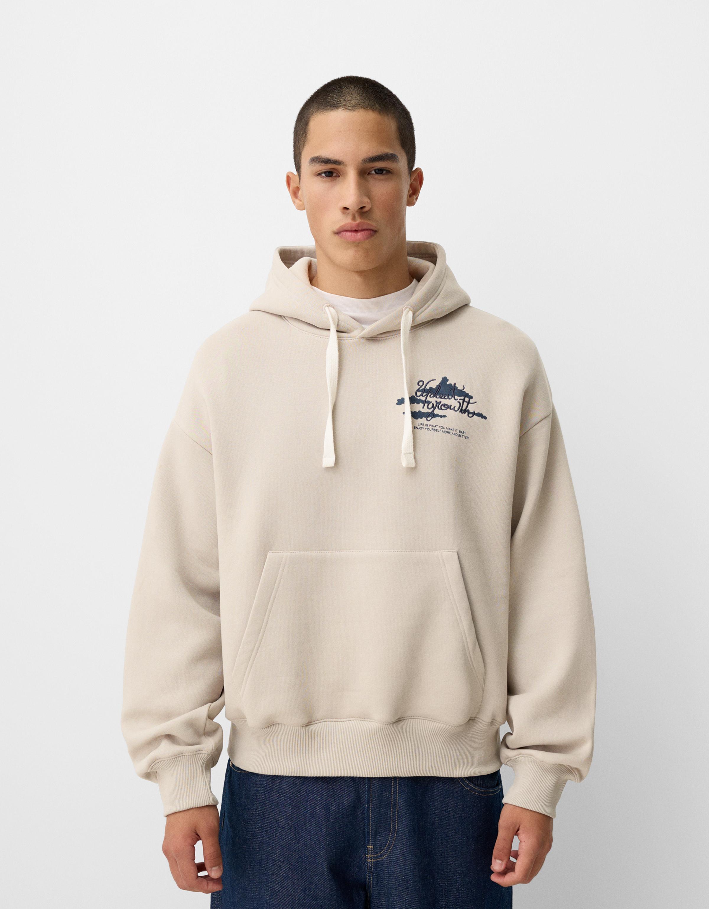 Bershka Sweatshirt Im Boxy-Fit Mit Print Herren L Grau