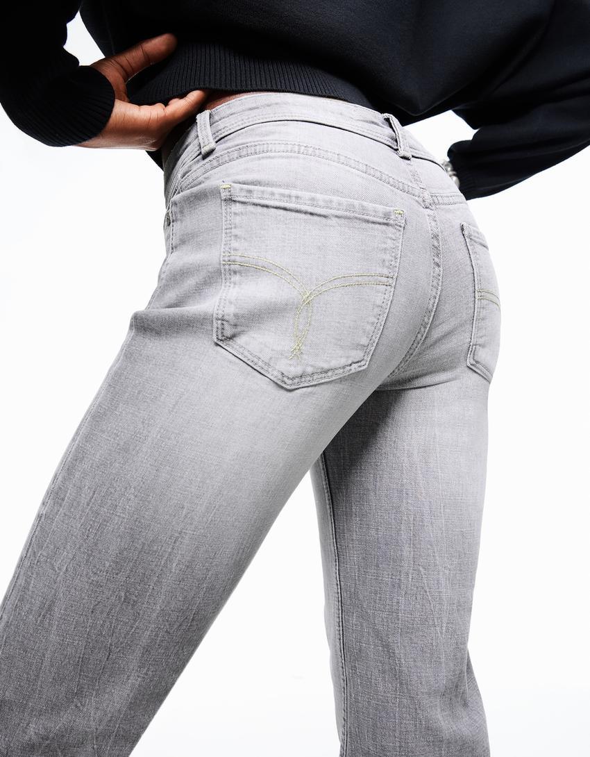 Boot-cut farmerke niskog low waist struka-Siva-1