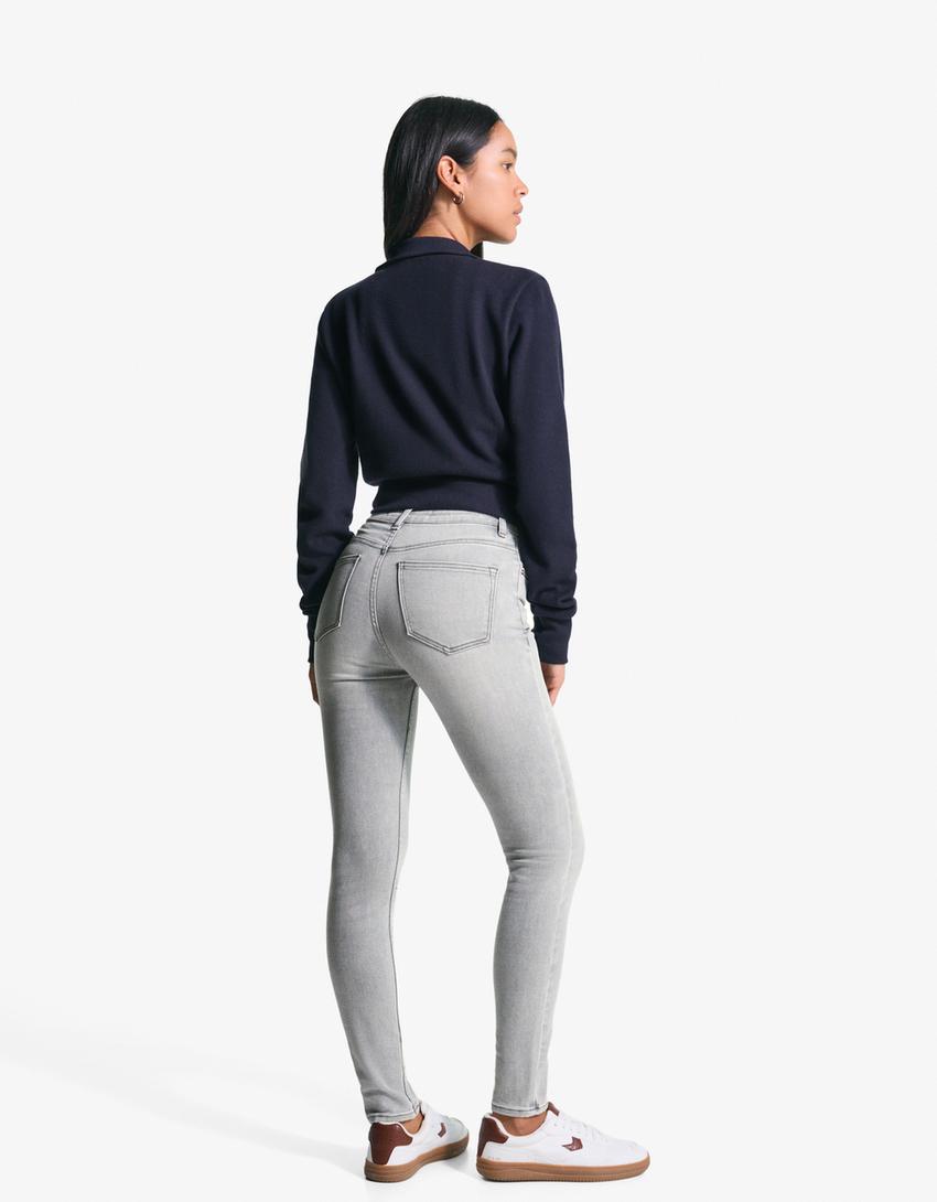 Super high-waist soft skinny jeans-Grey