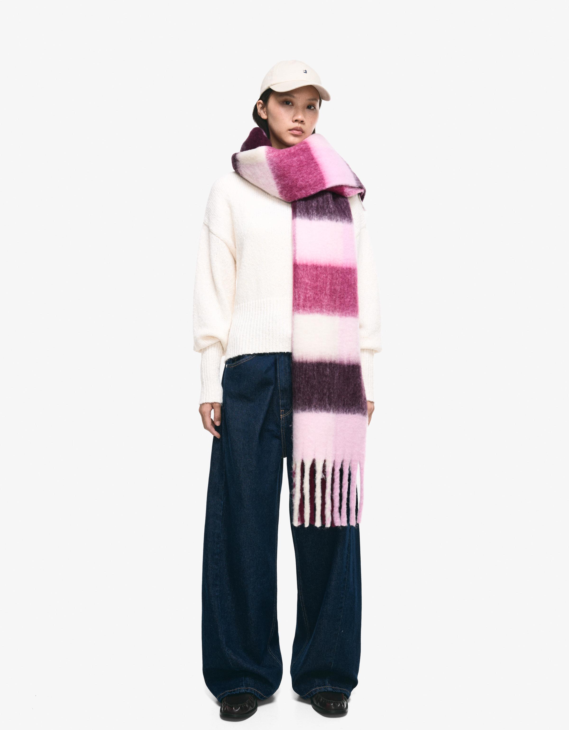 Bershka Karierter Schal Damen Granatrot