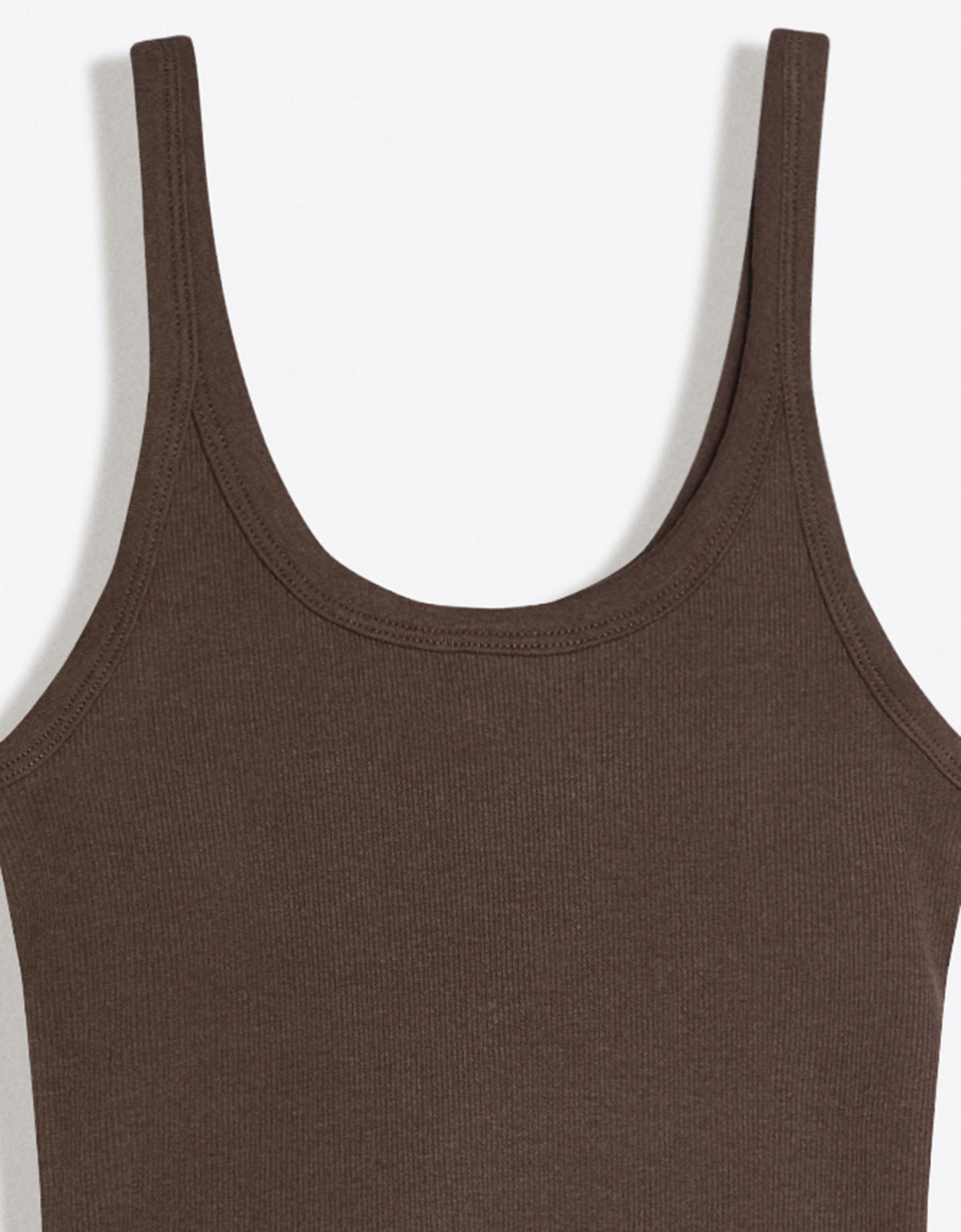 Ribbed vest top — Brown